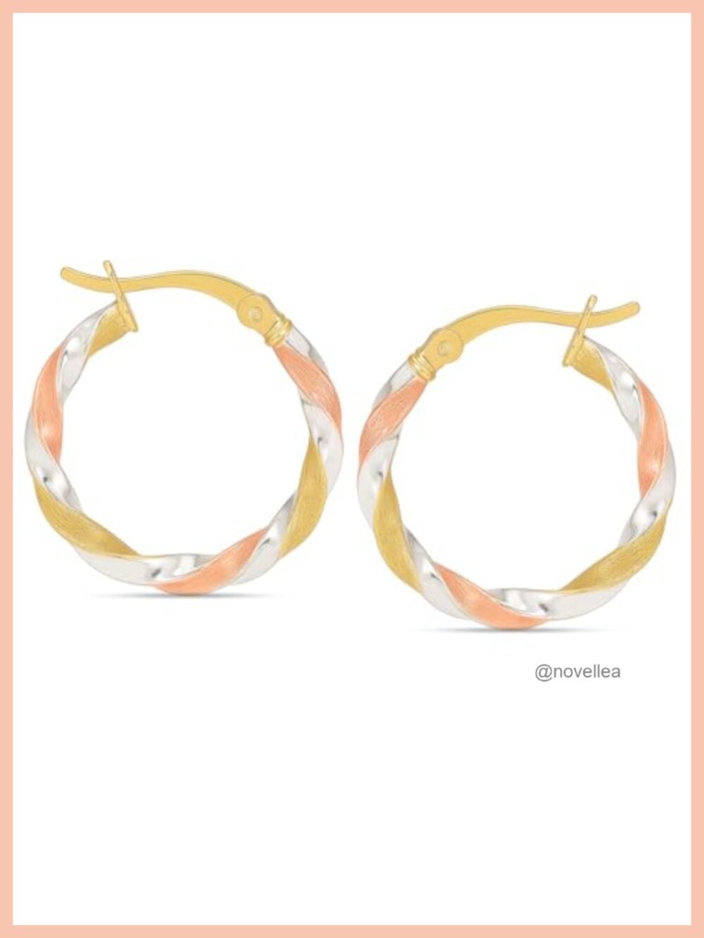 Sterling Silver 14K Gold-Plated Three-Tone Twist Hoop Earrings - 20mm Click-Top